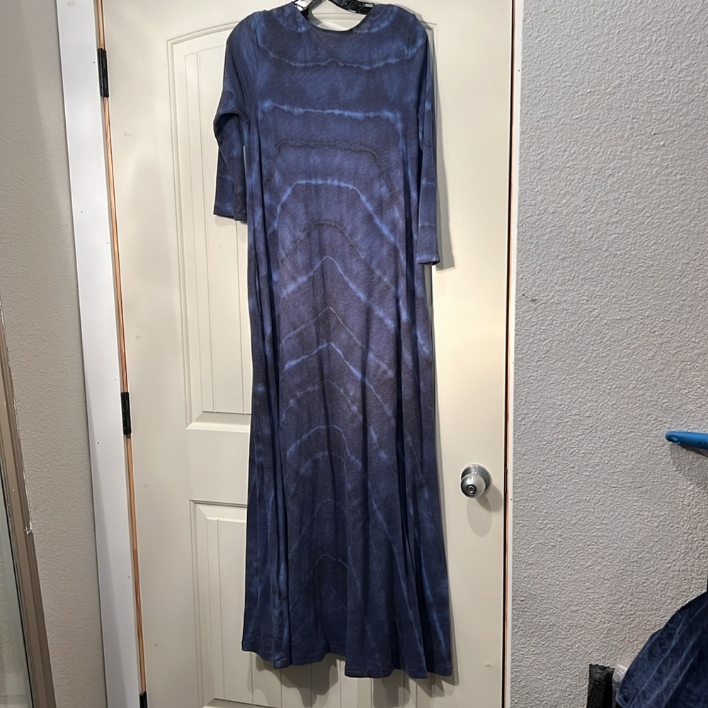 Raquel Allegra Cotton/polyester Tie Dye “ drama maxi aqua 2” size medium - Picture 4 of 7